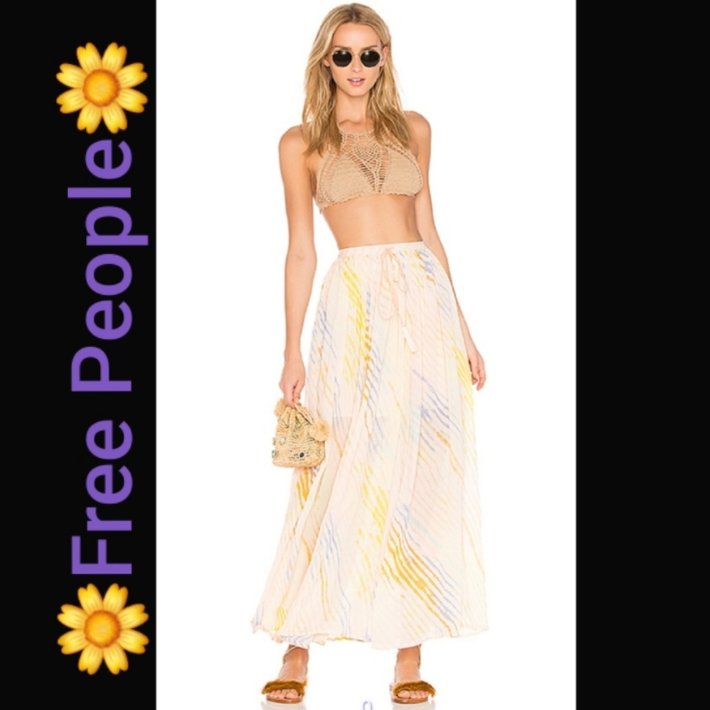 🌞 FREE PEOPLE Pastel Watercolor Maxi Skirt